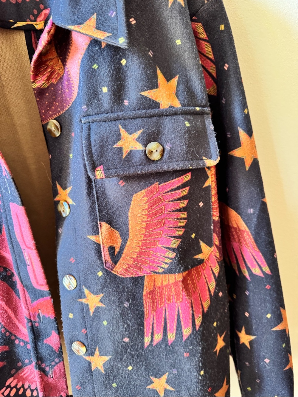 FARM Rio Navy Jacket with Pink and Coral Bird Print - Picture 5 of 10